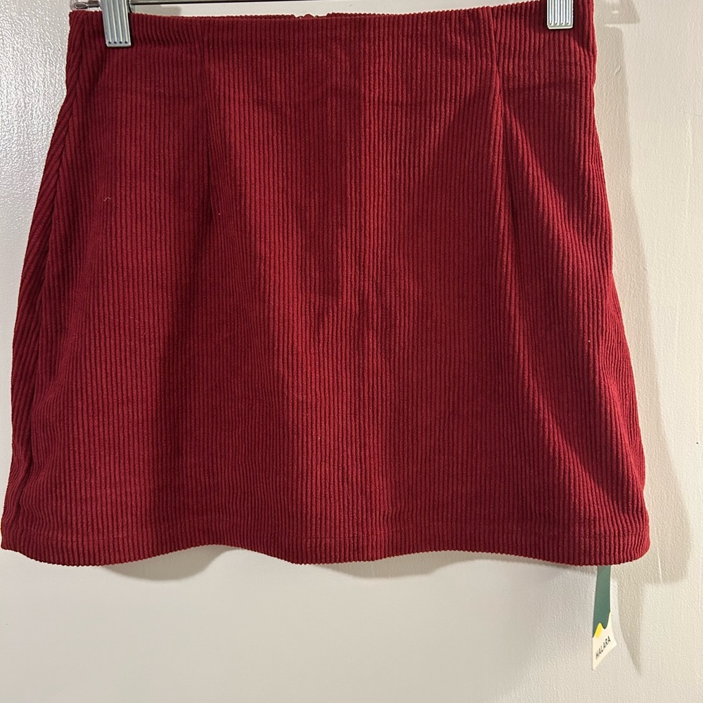 HALARA Burgundy Corduroy Mini Skirt